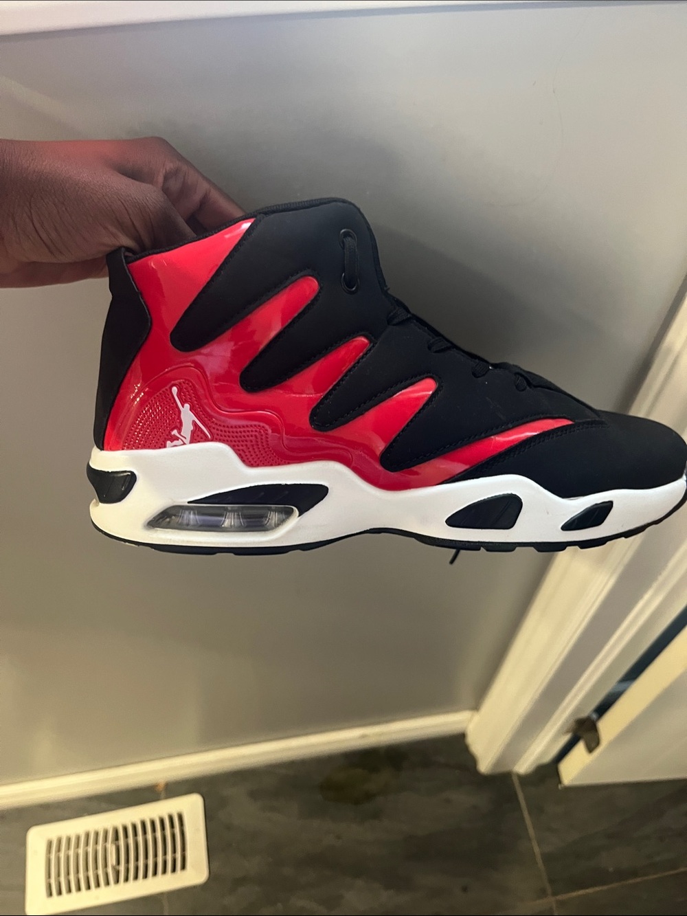 Women’s Red and Black High-Top Athletic Sneakers